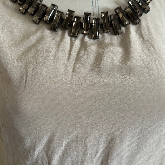 Zara Light Taupe Smoky Gem Bejeweled Neckline Sleeveless Shell Tank Top Small - Picture 3 of 8